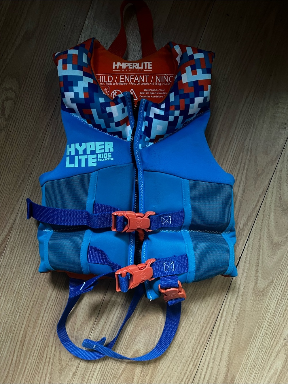Hyperlite Kids Blue & Orange Swim Vest - Toddler Coverup 33-55 Lbs